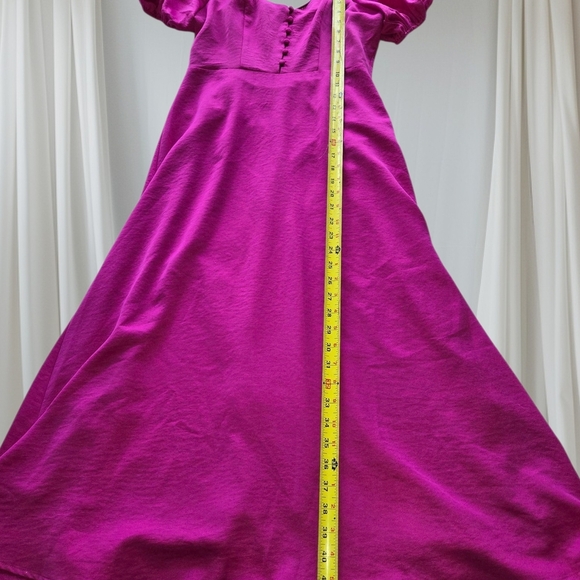 Adelyn Rae Magenta Puff Sleeve Midi Dress - Picture 6 of 10